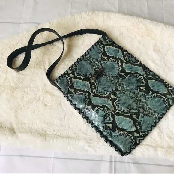 Donald J. Pliner Handbags - DONALD J PLINER Western Collection Made in India Snake Blue Shoulder Bag